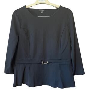 Talbot’s navy 3/4 sleeve classic business casual gold hardware top. Size L